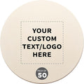 DISCOUNT PROMOS Custom Ceramic Coasters Set of 50, Personalized Bulk Pack - 4 Inches with Cork Bottom Pad, Perfect for Hotel, Bar, Restaurant - Natural
