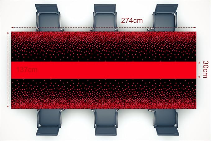 Oudain 6 Pcs Black and Red Tablecloth for Parties Plastic Dot Tablecloths Printed Table Runner Waterproof Disposable Rectangle Table Cover for Christmas Birthday Wedding Party, 54" x 108"