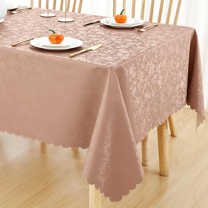 Smiry Square Table Cloth, Waterproof Heavy Duty Vinyl Tablecloths, Wipeable Washable Table Cover for Kitchen and Dining Room (Tan, 54" X 54")