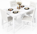AWQM Dining Table Set for 4,Faux Marble Kitchen Table and Chairs Set of 4, Modern Dining Room Table Set for 4,Dinner Table with 4 Leather Chairs, Dinette Set for Small Spaces,White