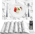 Leather Placemats Set of 6, Marble Placemats for Dinner Table Mats Heat Resistant Placemats Washable Insulation Table Mat Kitchen Marble Place Mats Nordic Style