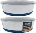 Master Pet Supply Stainless Steel Dog Bowls Set of 2 with Extra Thick Silicone Base - 16 Cup (128 oz) Navy Blue, Non-Slip, Dishwasher Safe Metal Bowls, Pet Dog Food Bowl for Dogs, Cats, Anti Rust