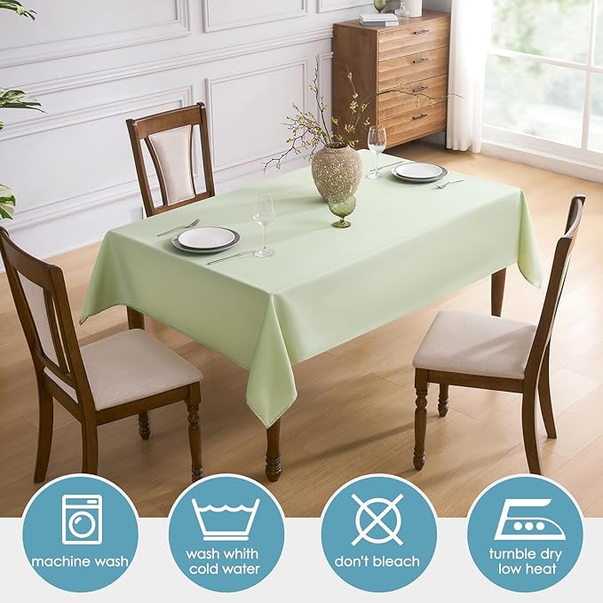 VidaFete 1 Pack Tablecloth 60 * 84inch Rectangle Table Cloth Polyester, Stain Wrinkle Resistant Polyester Dining Table Cover for Kitchen Dinning Party Wedding Tabletop Buffet Decoration(Sagegreen)