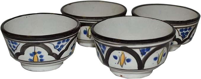 Moroccan Handmade Serving Bowl Set of 4 Small Dipping Sauce Butter Olive Oil Multicolored