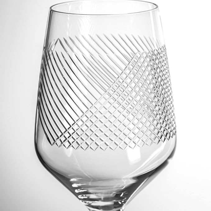 Rolf Glass Bourbon Street 10.75oz White Wine Stemmed Wine Glass Set of 4 | Lead-free Glassware | Diamond-Wheel Engraved and Polished | Classically Modern Designs | Made in the USA