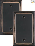 2-Pack Blank Outlet Cover Wall Plate, Metal Switch Plates Outlet Covers, Aged Bronze Pearls Beaded Decorative Wall Plates
