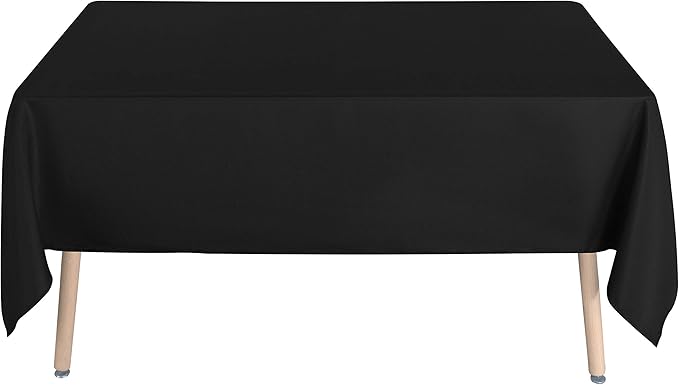 sancua Square Tablecloth - 54 x 54 Inch - Stain and Wrinkle Resistant Washable Polyester Table Cloth, Decorative Fabric Table Cover for Dining Tables, Buffet Parties and Camping, Black