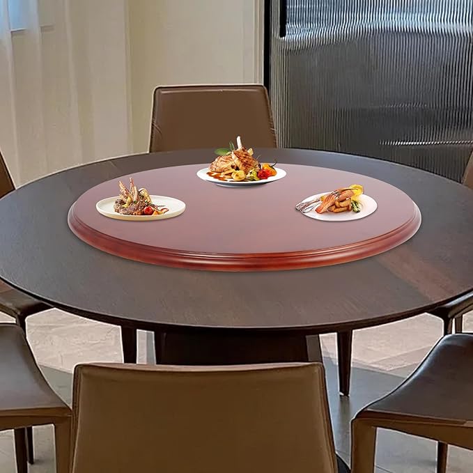 27.56'" Wood Lazy Susan for Table Top,Round Lazy Susan Organization,Extra Large Turntable Serving Tray for Dining Table, Pantry, Kitchen, Countertop, Cupboard,Home Decor, Walnut Wood