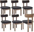 Grey Dining Chairs Set of 6, Mid Century Modern Upholstered Linen Dining Room Chair with Curved Back, Armless Kitchen Chairs for Living Room/Restaurant/Balcony/Bedroom/Bome Desk/Task
