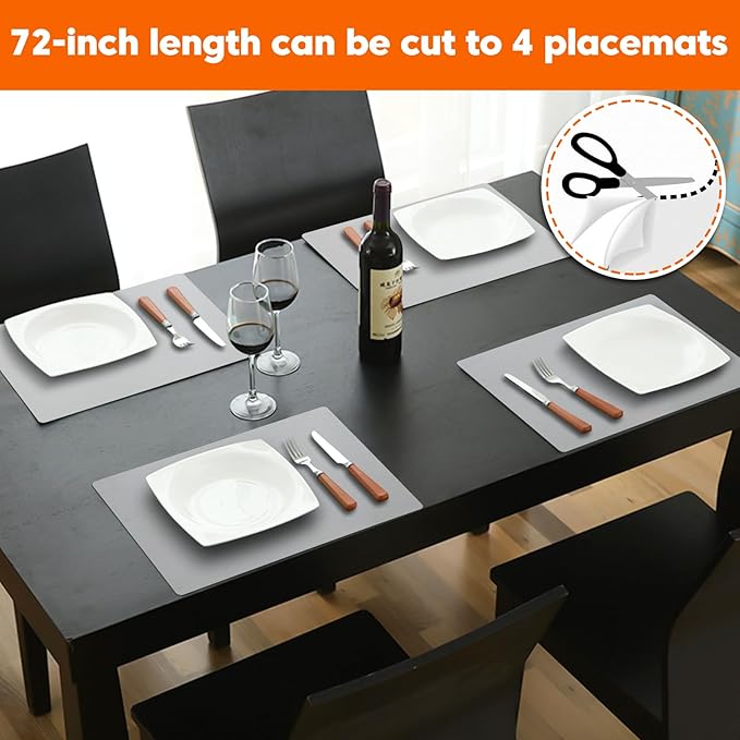 Large Silicone Mats for Kitchen Counter,12"x72" Cuttable Silicone Roll for Silicone Heat Resistant Mat Silicone Placemat Cabinet Liner,New Skin-Friendly Material Countertop Protector,Translucent