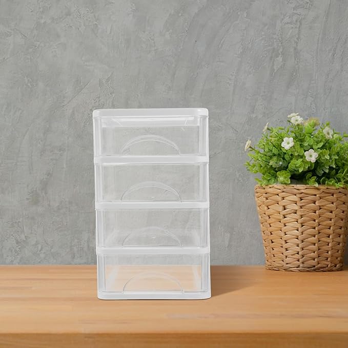 VILLCASE Type Tabletop Organizer with Transparent Dustproof Design White Storage Box for Stationery Cosmetics and Supplies Space-saving Desktop Storage for Office and Study Rooms