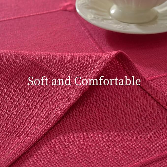 Zobesta Red Table Cloth Square 53 x 53 Inch, Cotton Red Linen Tablecloth Square Heavy Weight Washable Farmhouse Soft Boho Tablecloth for Outdoor, Party, Holiday, Picnic, Dining