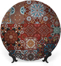 Ceramic Display Plate, Victorian Ceramic Hanging Decorative Plate, Classic Victorian Floral Authentic Motives and Ethnic, 7 Inch, Household Custom Ceramic Plate, Multicolor