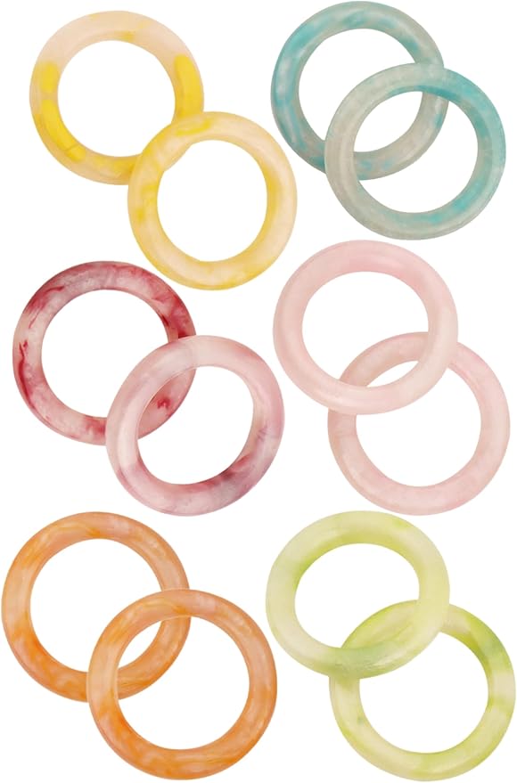 CLEENTABLE Napkin Rings Set of 12 - Epoxy Resin Napkin Holder Cuffs for Dinner Table Décor - Farmhouse Modern Serviette Rings for Weddings, Parties, Receptions, Banquets, Daily Use (Pastel)