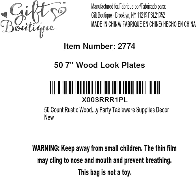Gift Boutique 50 Rustic Wood Grain Dessert Paper Plate 7" Disposable Brown Wooden Slice Plate for Camping Hunting Lumberjack Birthday Party Supplies
