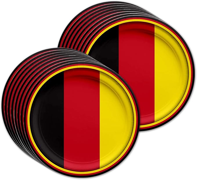 Germany German Flag Birthday Party Supplies Set Plates Napkins Cups Tableware Kit for 16