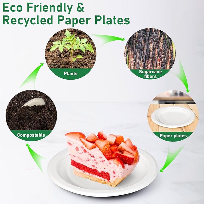 Small Plates 6 Inch, Dessert Paper Plates Disposable for Appetizer, Cake, White, 200 Pack