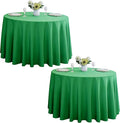 2-Pack Round 90-inch Forest Green Table Cloths, Solid Stain and Wrinkle Resistant Circular Tablecloth, Premium Plain Weave Polyester Fabric Table Linen Covers for Hotel, Banquet
