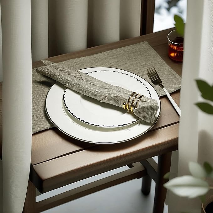BALCONY & FALCON Cloth Napkins Set of 6 Washable Linen Napkins Absorbent Wrinkle-Free Fabric Napkins Bulk for Dinner Wedding Party Easter Thanksgiving Christmas Banquet (Beige 17.7"x17.7")