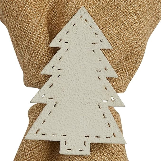 Park Designs Cream Tree Napkin Ring Set of 4 | 1.75" Metal Napkin Holders | Holiday Tree Cutout Design | Elegant Cream Christmas Table Decor | Durable Reusable Dining Accessory for Festive & Everyday