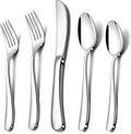 Herogo Heavy Duty Stainless Steel Silverware Set, 30-Piece Heavy Weight Modern Flatware Cutlery Set for 6, Fancy Tableware Eating Utensils for Home Wedding, Dishwasher Safe, Mirror Finished