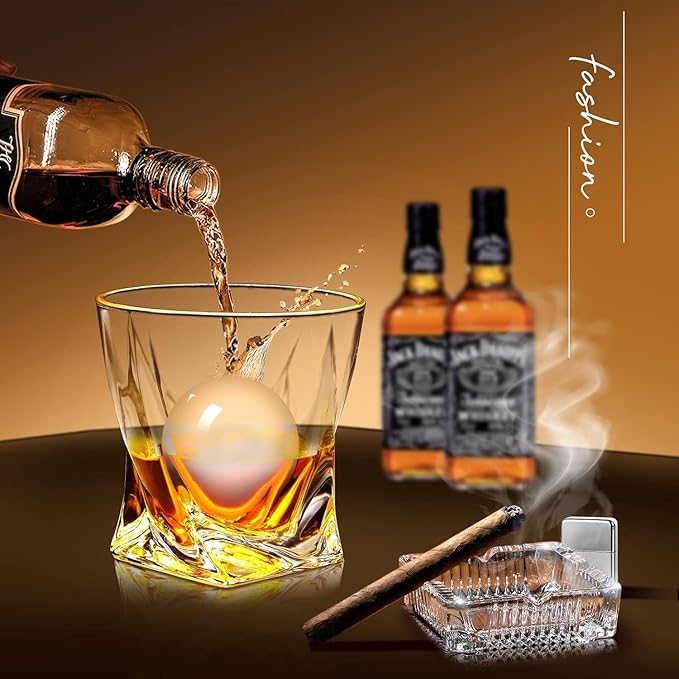 Crystal Whiskey Glass Set of 4 - Old Fashioned Bourbon Glasses, Perfect for Scotch and Cocktails (Style 2,4pcs)