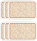 ISAENNE Skin Colour PVC Placemats Set of 6,Rectangular Floral Placemats,Waterproof and Heat-Resistant Branch Leave Pattern,Decoration for Kitchen,Dinning,Parties, Holiday,12"*17"