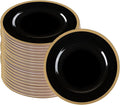 PARTY BARGAINS 13-Inch Charger Plates - 48 Pack, Black Gold Rim, Heavy-Duty Disposable Chargers for Elegant Dining - Ideal for Weddings and Formal Events