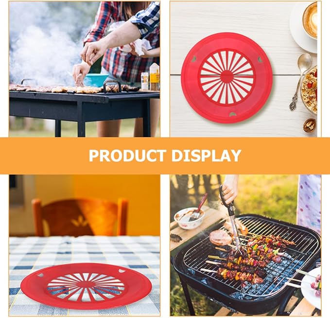 Bbq Hollow Serving Plates 6pcs Red Hollow-out Food Plates Reusable Party Picnic Supplies Commercial Food Serving Tableware