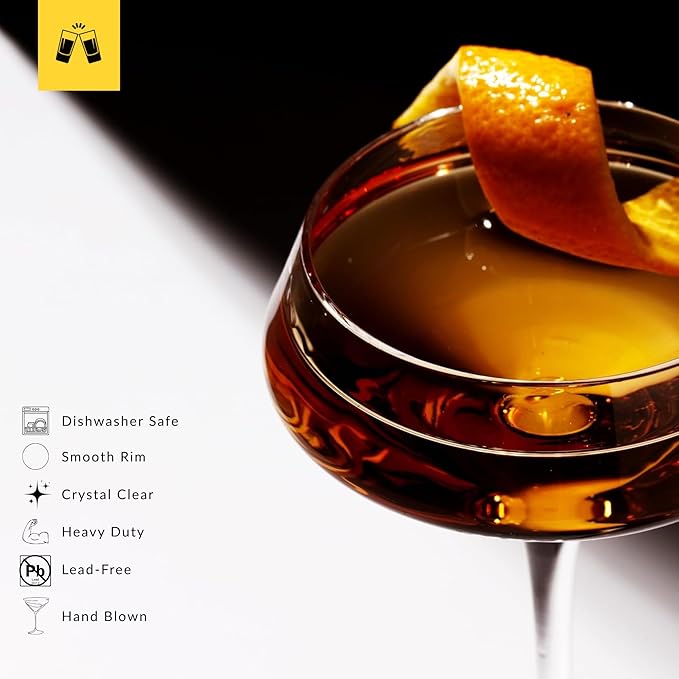 LEMONSODA Nick And Nora Classic Martini Glasses Manhattan, Cosmopolitan, Espresso Martini, Lemon Drop, Dirty Martini - Inspired by 1930's-50's Cocktail Culture - 6oz/10oz (Set of 24, 6oz) (2273)