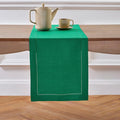 Solino Home Linen Hemstitch Table Runner 108 Inches Long - 100% Pure Linen Emerald Green Table Runner 14 x 108 Inch for St Patricks Day - Classic Hemstitch