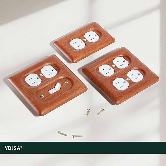 Cherry Wood Outlet Cover Single Duplex Decorative Wall Outlet Cover Solid Wood Quality Design Elegant Home Decor