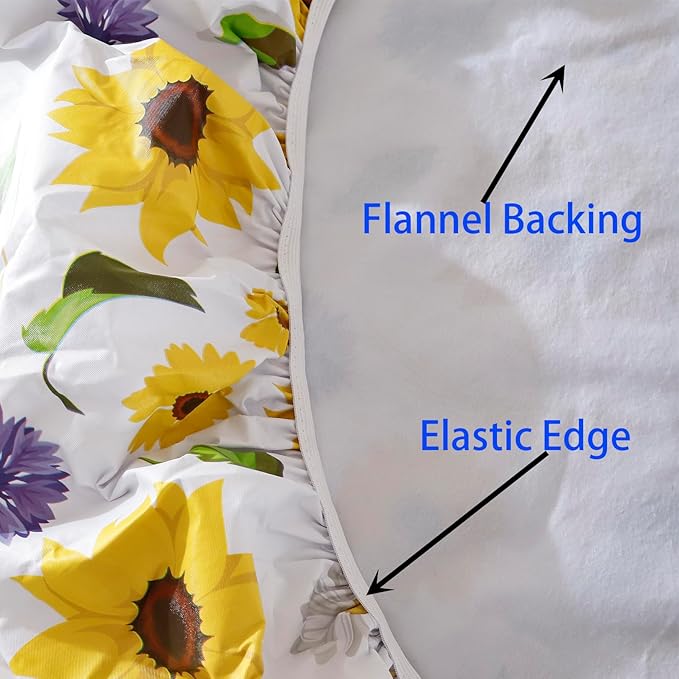 Walrus Round Vinyl Fitted Tablecloth with Flannel Backing Elastic Edge Design Table Cover Waterproof Oil-Proof PVC Table Cloth Stain-Resistant Best for 45"-56" Round