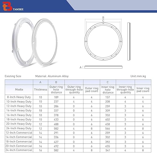 TamBee 12 Inch Lazy Susan Hardware Heavy Duty Metal Rotating Hardware Turntable Bearing Ring 300mm Turntable Lazy Susan Kit Lazy Susan Mechanism Lazy Susan Parts Turntable Bearing Lazy Susan Base Only