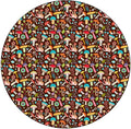 Polyester Tablecloth, Mushrooms Waterproof Oil-Proof PVC Table Cloth, Attractive Various Cartoon Leaves and Mushrooms Graphic, Fit Round Tables 39inch Diameter, for Dinner Kitchen Party Decoration