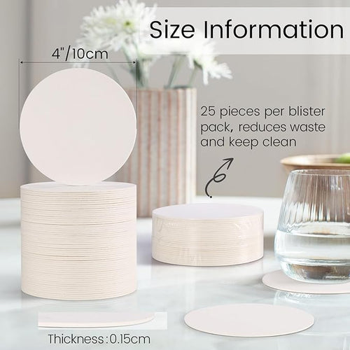 400 Pieces Disposable Paper Coasters, GOH DODD Thickened (1.5MM) 4 Inch Bar Coasters Bulk Absorbent Cardboard Blanks for Drinks DIY Arts Crafts Wedding Party Gifts Education, White, Round