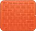 Silicone Dish Drying Mat for Multiple Usage,Easy clean,Eco-friendly,Heat-resistant Silicone Mat for Kitchen Counter or Sink,Refrigerator or Drawer Liner Orange XL 18 inches x 16 inches