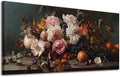 ADJUVANT Wall Art Vintage Floral And Fruit 60" L x 30" W, Peonies With Grapes And Citrus Canvas Painting Prints Graceful Botanic And Fruity Wall Decor for Living Room Bedroom Dining Room Home Office