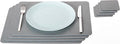Nikalaz Set 4 Small Placemats and 4 Coasters, Table Mats Made in Europe Recycled Leather, Place Mats 15.7 x 11.8 inches and Coasters 3.9 x 3.9 inches (Dirty Grey)