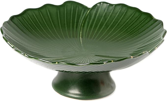 Ceramic Modern Large Green Fruit Bowl, 8.5" - Decorative for Home Decor