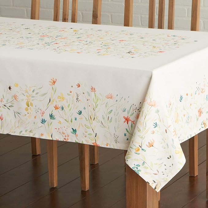 Maison d' Hermine Table Cloth Rectangle Table 100% Cotton 70 x 140 Inches Tablecloth Reusable Decorative for Dining Room Farmhouse Home Valentines Day Decorations Spring Summer - Colmar