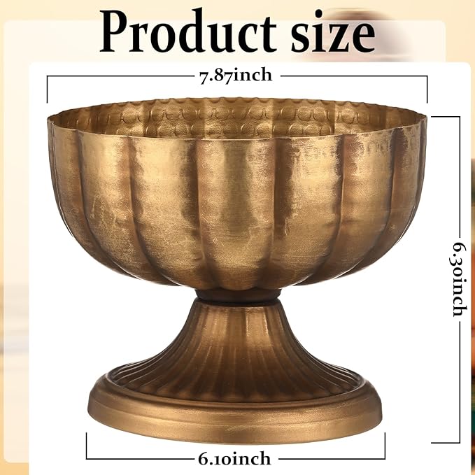 20 Pcs Vintage Gold Compote Vase for Centerpieces Compote Bowl 8'' Wide Vintage Decorative Antique Urn Planter Vase for Wedding Event Anniversary Party Indoor Outdoor Activity