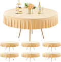 6 Pack Champagne Spandex Round Tablecloths for 72in Table, Stretchy Fitted 6FT Round Table Cloths, Wrinkle Free Table Cover with Skirt for Wedding Birthday Party Bridal Shower Banquet