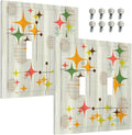 Decorative Light Switch Cover Mid Century Modern Retro Stars 2 Gang Wall Plate Double Toggle Switch Plate Receptacle Electrical Outlet Cover Switchplate for Bathroom Bedroom Decor（2 Pack）
