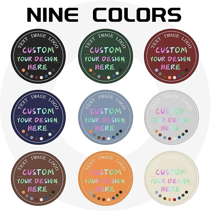 Custom PU Coasters with Logo, Customized Coasters, Personalized Leather Coaster, Custom Coaster Set of 6, Gift for Christmas/Valentine’s Day, Bar Accessories for Whiskey/Wine, Leather Gift