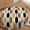 Abstract Boho Geometric Round Tablecloth, Mid Century Modern Geometric Art Retro Print Tablecloth for Home Party Dining Room Kitchen Decor 60Inch(152cm)