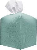 Carrotez Tissue Box Cover, [Refined] Modern PU Leather Square Tissue Box Holder - Decorative Holder/Organizer for Bathroom Vanity Countertop, Night Stands, Office Desk & Car 5"X5"X5" - Mint
