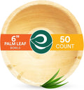 ECO SOUL 100% Compostable, Biodegradable, Disposable Palm Leaf Bowls |6 inch, 16oz, pack of 50 (Round) | Like Bamboo Bowls, Eco-friendly | Sturdy, Microwave & Oven Safe