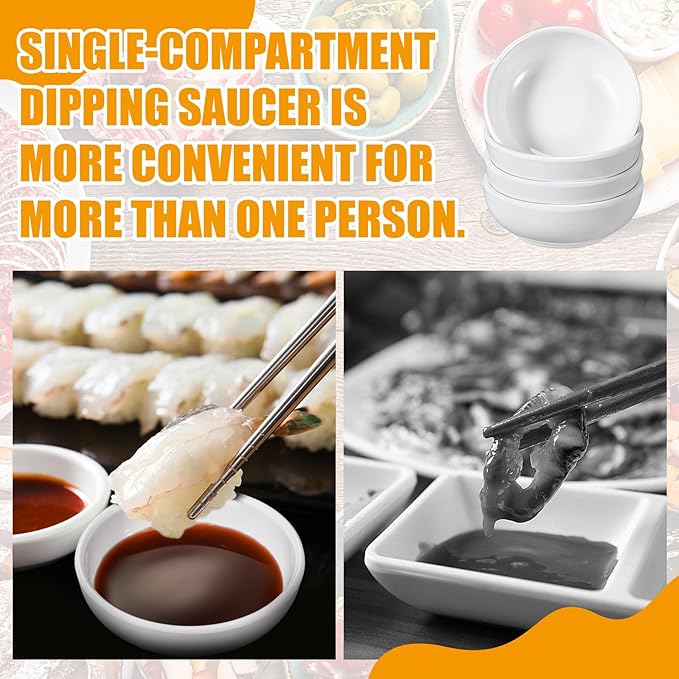 12 Pcs Dip Bowls Set 1.7oz Sauce Soy Dishes Bowls Small for Dipping Tomato Sauce, Soy, BBQ and Other Party Supplies(White)