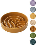 Ceramic Maze Dog Slow Feeder with Non-Slip Silicone Rim – Heavy-Duty Stoneware Bowl with Puzzle Pattern for Bloating & Obesity Prevention (Orange-S)